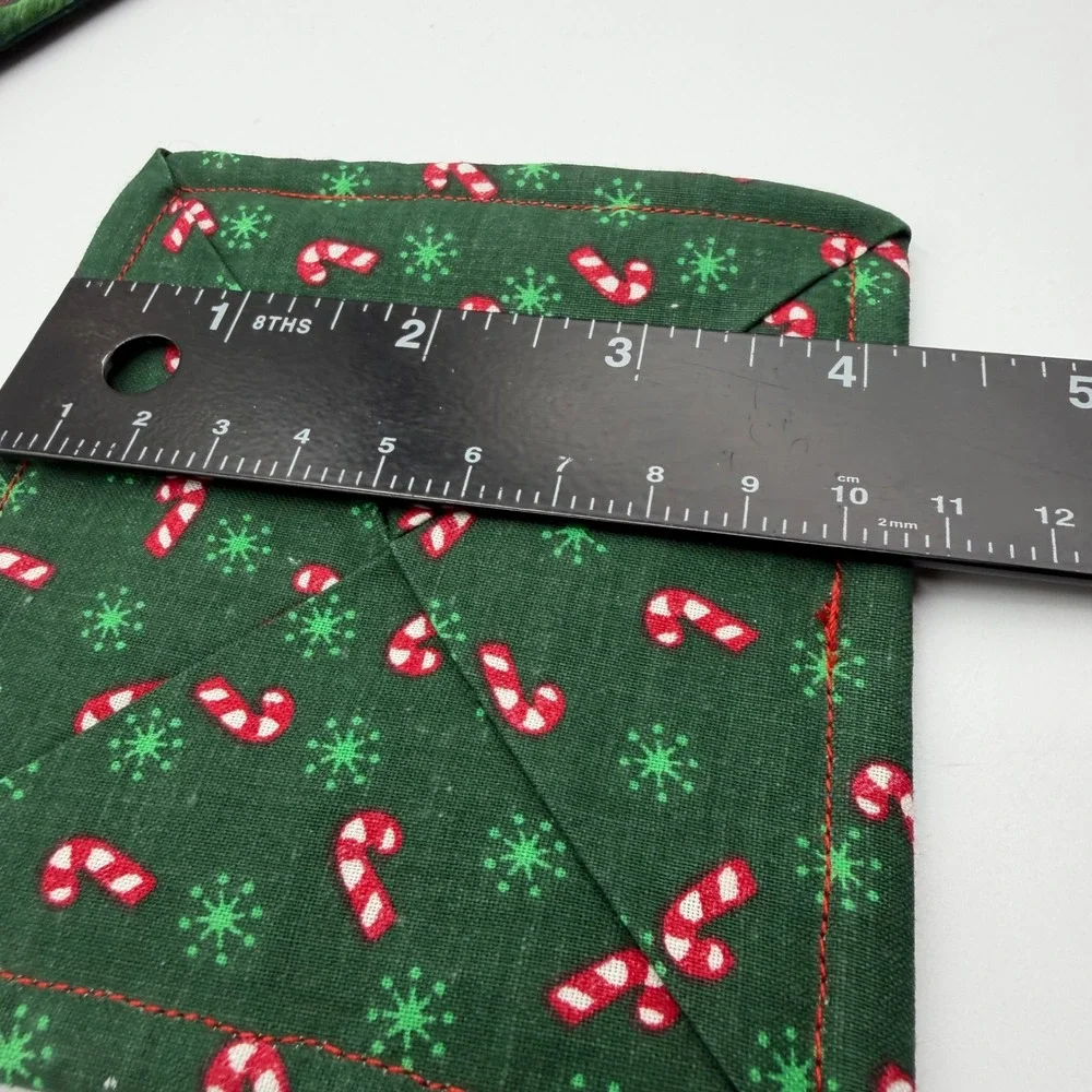 Christmas Fabric Coasters Set of 8 Handmade Quilted Poinsettia Holiday Custom